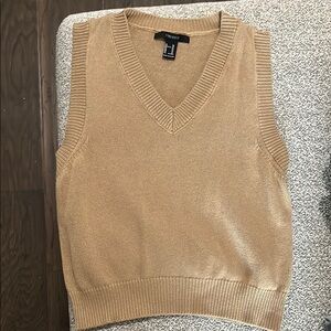 Tan Sleeveless Knit Sweater Vest